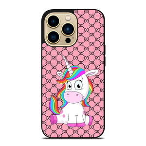 GUCCI LOGO PATTERN CUTE UNICORN iPhone 14 Pro Max Case Cover