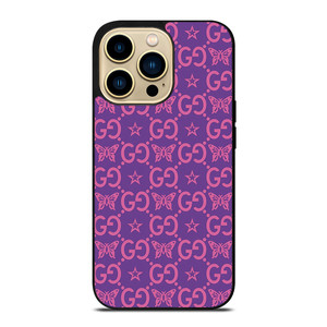 GUCCI LOGO STAR BUTTERFLIES PATTERN iPhone 14 Pro Max Case Cover