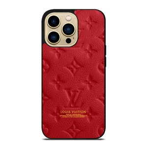 LOUIS VUITTON LV LOGO RED LEATHER iPhone 14 Pro Max Case Cover LOUIS VUITTON LV LOGO RED LEATHER iPhone 14 Pro Max Case Cover