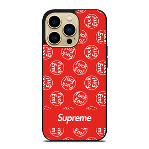 SUPREME FUCK EM PATTERN iPhone 14 Pro Max Case Cover SUPREME FUCK EM PATTERN iPhone 14 Pro Max Case Cover