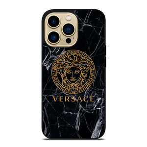VERSACE BLACK MARBLE iPhone 14 Pro Max Case Cover