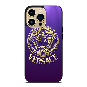 VERSACE SILVER VIOLET LOGO iPhone 14 Pro Max Case Cover VERSACE SILVER VIOLET LOGO iPhone 14 Pro Max Case Cover