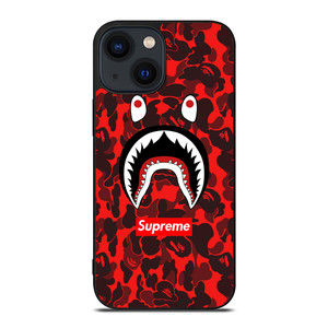 BAPE SHARK SUPREME CAMO RED iPhone 14 Plus Case Cover BAPE SHARK SUPREME CAMO RED iPhone 14 Plus Case Cover