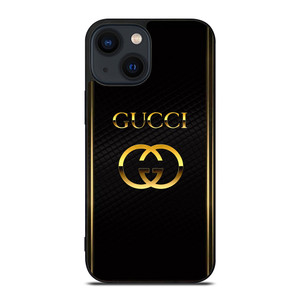 GUCCI LOGO BLACK GOLD iPhone 14 Plus Case Cover