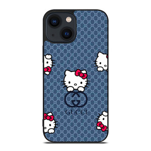 GUCCI LOGO HELLO KITTY BLUE iPhone 14 Plus Case Cover GUCCI LOGO HELLO KITTY BLUE iPhone 14 Plus Case Cover