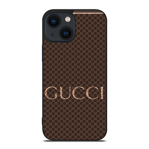 GUCCI LOGO PATTERN BROWN EMBLEM iPhone 14 Plus Case Cover
