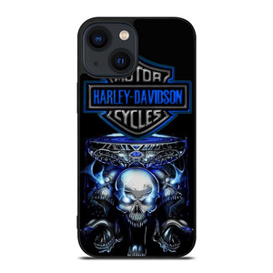 HARLEY DAVIDSON SKULL BLUE iPhone 14 Plus Case Cover