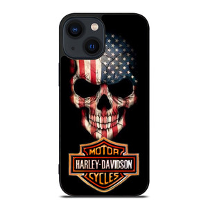 HARLEY DAVIDSON SKULL FLAG iPhone 14 Plus Case Cover