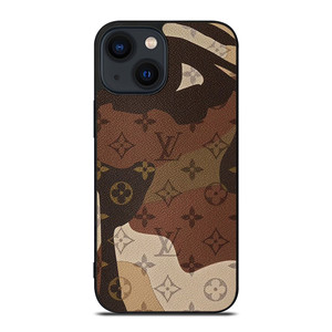 LOUIS VUITTON LV LOGO CAMO LEATHER iPhone 14 Plus Case Cover