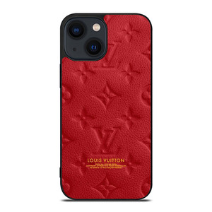 LOUIS VUITTON LV LOGO RED LEATHER iPhone 14 Plus Case Cover LOUIS VUITTON LV LOGO RED LEATHER iPhone 14 Plus Case Cover