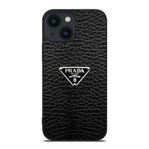 PRADA MILANO BLACK LEATHER iPhone 14 Plus Case Cover PRADA MILANO BLACK LEATHER iPhone 14 Plus Case Cover