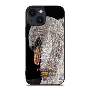 PRADA MILANO LOGO DIAMOND SWAN iPhone 14 Plus Case Cover
