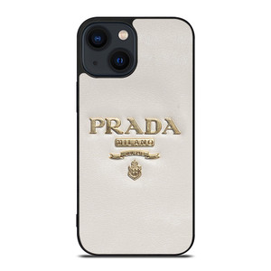 PRADA MILANO LOGO ON WHITE LEATHER iPhone 14 Plus Case Cover