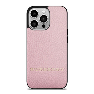 BURBERRY LOGO ON PINK LEATHER iPhone 14 Pro Case Cover
