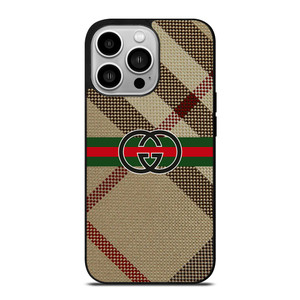 BURBERRY PATTERN GUCCI LOGO iPhone 14 Pro Case Cover BURBERRY PATTERN GUCCI LOGO iPhone 14 Pro Case Cover
