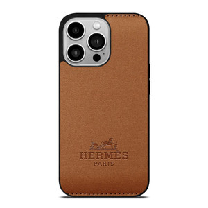 HERMES PARIS FASHION LOGO EMBLEM BROWN iPhone 14 Pro Case Cover