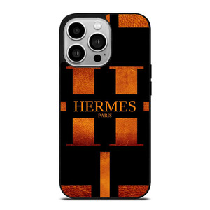 HERMES PARIS LOGO ORANGE LEATHER iPhone 14 Pro Case Cover