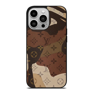 LOUIS VUITTON LV LOGO CAMO LEATHER iPhone 14 Pro Case Cover