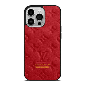 LOUIS VUITTON LV LOGO RED LEATHER iPhone 14 Pro Case Cover LOUIS VUITTON LV LOGO RED LEATHER iPhone 14 Pro Case Cover