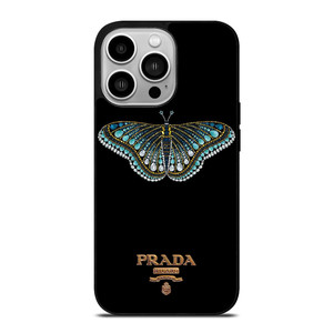 PRADA LOGO DIAMOND BUTTERFLY iPhone 14 Pro Case Cover