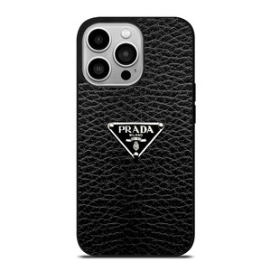 PRADA MILANO BLACK LEATHER iPhone 14 Pro Case Cover