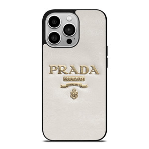 PRADA MILANO LOGO ON WHITE LEATHER iPhone 14 Pro Case Cover