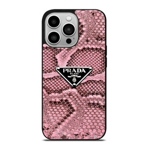 PRADA MILANO LOGO PINK SNAKE TEXTURE iPhone 14 Pro Case Cover