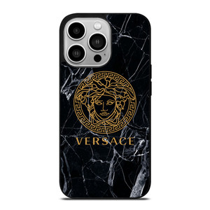 VERSACE BLACK MARBLE iPhone 14 Pro Case Cover