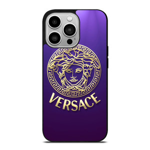 VERSACE SILVER VIOLET LOGO iPhone 14 Pro Case Cover VERSACE SILVER VIOLET LOGO iPhone 14 Pro Case Cover