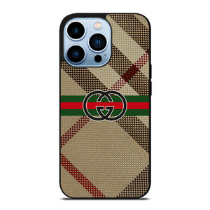 BURBERRY PATTERN GUCCI LOGO iPhone 13 Pro Max Case Cover BURBERRY PATTERN GUCCI LOGO iPhone 13 Pro Max Case Cover
