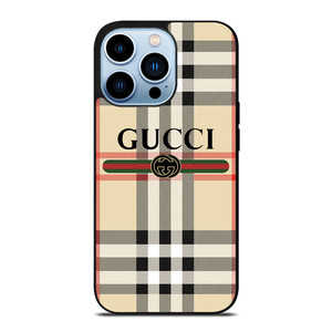 GUCCI LOGO X BURBERRY PATTERN iPhone 13 Pro Max Case Cover GUCCI LOGO X BURBERRY PATTERN iPhone 13 Pro Max Case Cover