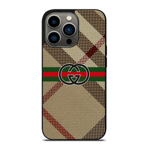 BURBERRY PATTERN GUCCI LOGO iPhone 13 Pro Case Cover BURBERRY PATTERN GUCCI LOGO iPhone 13 Pro Case Cover