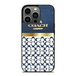 COACH NEW YORK LOGO ON BLUE LEATHER iPhone 13 Pro Case Cover COACH NEW YORK LOGO ON BLUE LEATHER iPhone 13 Pro Case Cover