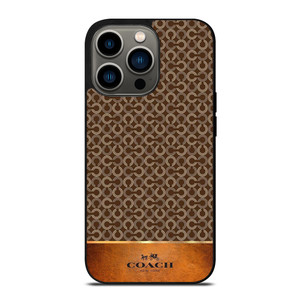 COACH NEW YORK LOGO PATTERN BROWN iPhone 13 Pro Case Cover COACH NEW YORK LOGO PATTERN BROWN iPhone 13 Pro Case Cover