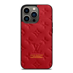 LOUIS VUITTON LV LOGO RED LEATHER iPhone 13 Pro Case Cover LOUIS VUITTON LV LOGO RED LEATHER iPhone 13 Pro Case Cover