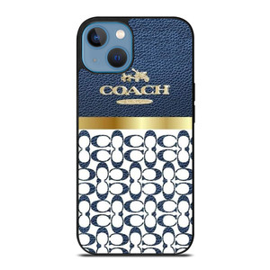 COACH NEW YORK LOGO ON BLUE LEATHER iPhone 13 Case Cover COACH NEW YORK LOGO ON BLUE LEATHER iPhone 13 Case Cover