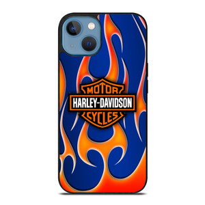 HARLEY DAVIDSON BLUE FLAME LOGO iPhone 13 Case Cover