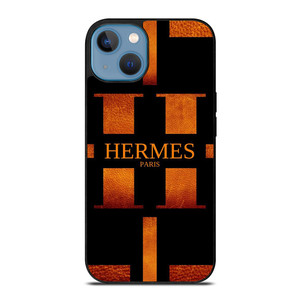HERMES PARIS LOGO ORANGE LEATHER iPhone 13 Case Cover