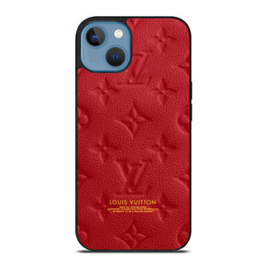 LOUIS VUITTON LV LOGO RED LEATHER iPhone 13 Case Cover LOUIS VUITTON LV LOGO RED LEATHER iPhone 13 Case Cover