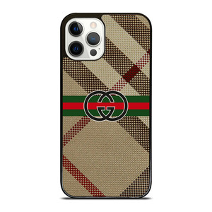 BURBERRY PATTERN GUCCI LOGO iPhone 12 Pro Case Cover BURBERRY PATTERN GUCCI LOGO iPhone 12 Pro Case Cover