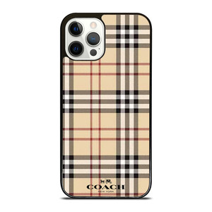 COACH NEW YORK LOGO X BURBERRY PATTERN iPhone 12 Pro Case Cover COACH NEW YORK LOGO X BURBERRY PATTERN iPhone 12 Pro Case Cover