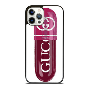 GUCCI LOGO 100 MG PINK DRUG ICON iPhone 12 Pro Case Cover GUCCI LOGO 100 MG PINK DRUG ICON iPhone 12 Pro Case Cover