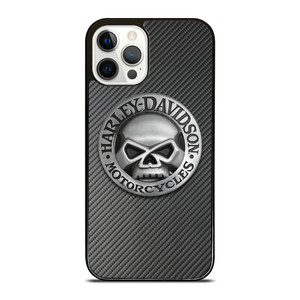 HARLEY DAVIDSON MOTORCYCLES SKULL LOGO CARBON iPhone 12 Pro Case Cover