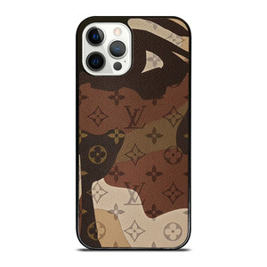 LOUIS VUITTON LV LOGO CAMO LEATHER iPhone 12 Pro Case Cover LOUIS VUITTON LV LOGO CAMO LEATHER iPhone 12 Pro Case Cover