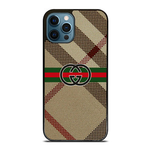 BURBERRY PATTERN GUCCI LOGO iPhone 12 Pro Max Case Cover BURBERRY PATTERN GUCCI LOGO iPhone 12 Pro Max Case Cover