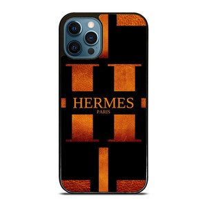 HERMES PARIS LOGO ORANGE LEATHER iPhone 12 Pro Max Case Cover