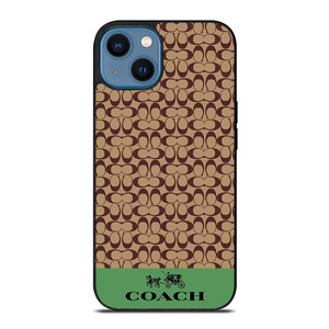 COACH NEW YORK LOGO GREEN BROWN iPhone 14 Case Cover COACH NEW YORK LOGO GREEN BROWN iPhone 14 Case Cover