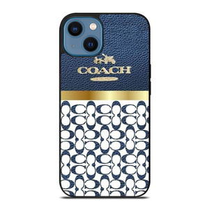 COACH NEW YORK LOGO ON BLUE LEATHER iPhone 14 Case Cover COACH NEW YORK LOGO ON BLUE LEATHER iPhone 14 Case Cover