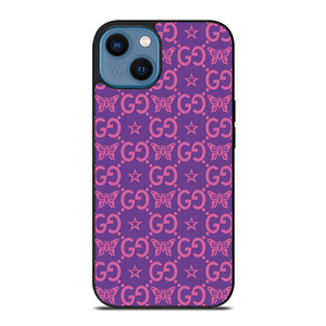 GUCCI LOGO STAR BUTTERFLIES PATTERN iPhone 14 Case Cover