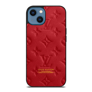 LOUIS VUITTON LV LOGO RED LEATHER iPhone 14 Case Cover